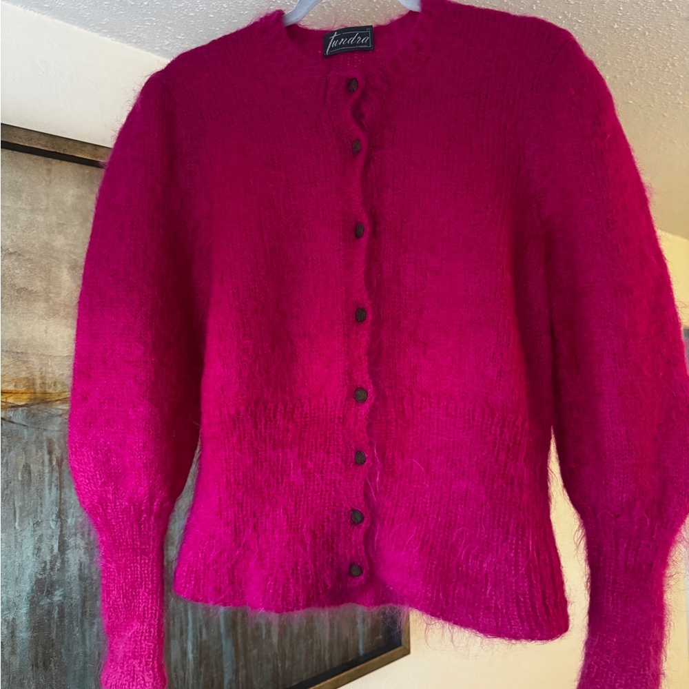Tundra Bright Fuchsia Mohair Button-Up Cardigan